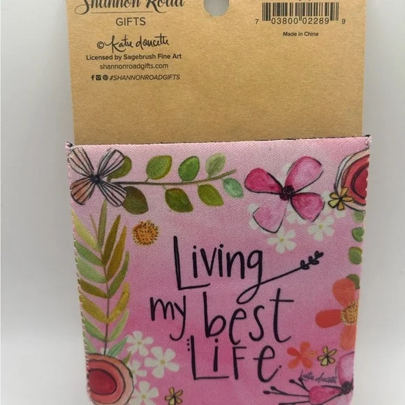 Pink Floral Neoprene Drink Sleeve - Living my best life - NWT OSFM - Picture 2 of 2